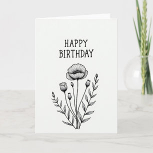 Tarjeta de ilustración floral de deseo de cumpleañ