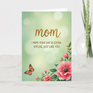 Tarjeta de ilustración floral de Mamá de Oro