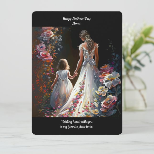 Tarjeta de Ilustracion Floral Mami Personalizada (Anverso de pie)