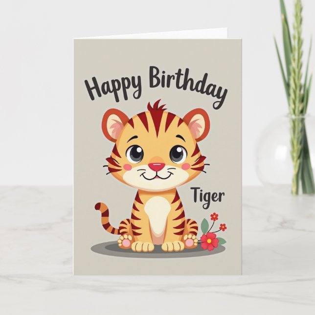 Tarjeta de imagen de cumpleaños de cachorro de cub (Anverso)
