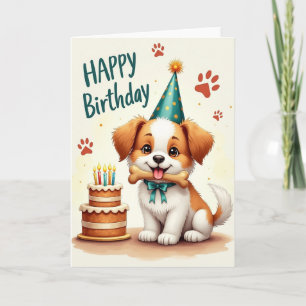 Tarjeta de imagen de cumpleaños de Party Pup