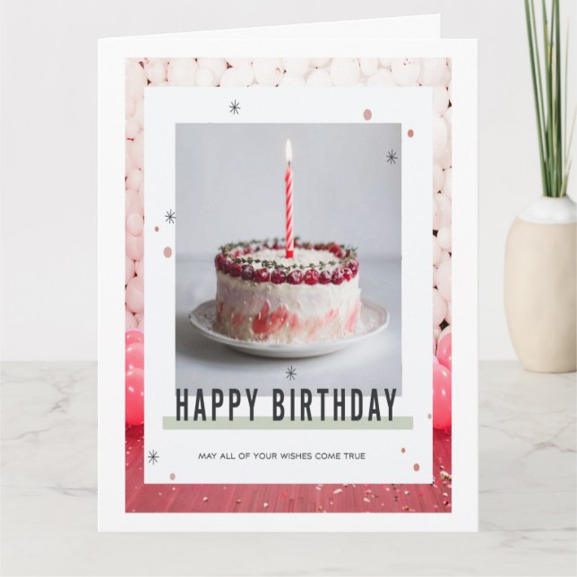 tarjeta de imagen de pastel blanco de cumpleaños (Anverso)