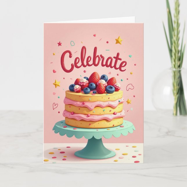 Tarjeta de imagen de pastel de celebración (Anverso)