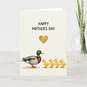 Tarjeta de imagen del Día de la Madre con patitos