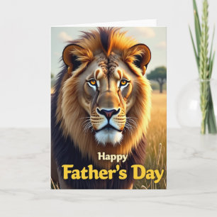 Tarjeta de imagen del Día del Padre con león ámbar