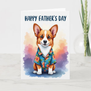 Tarjeta de imagen del Día del Padre con perro flor