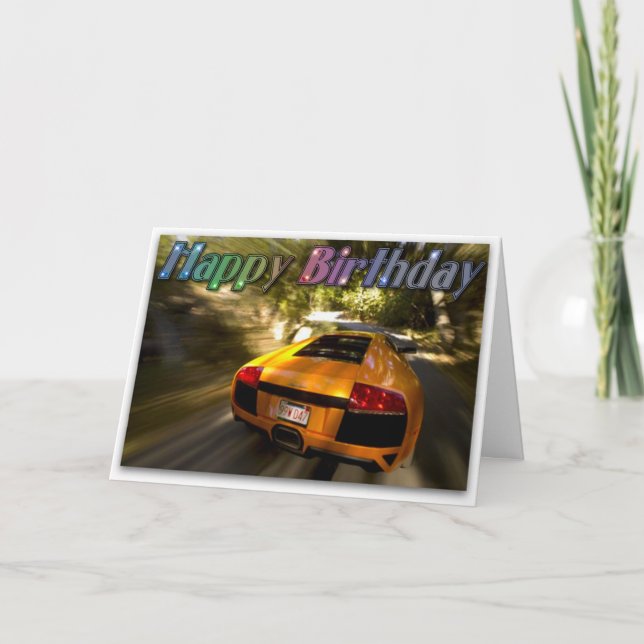 Tarjeta de imagen del feliz cumpleaños del coche (Anverso)