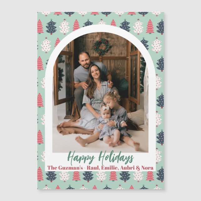 Tarjeta de imán de árbol de Navidad alegre (Anverso)