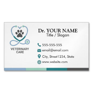 Tarjeta de imán de clínica veterinaria personaliza
