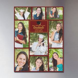 Tarjeta de imán de colaje de fotos de graduación d