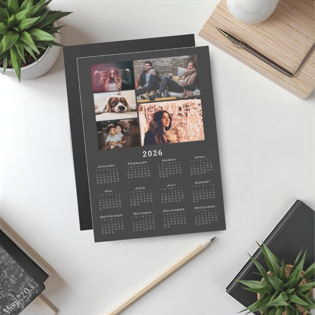 Tarjeta de imán de Collage de fotos Gris 2026 Cale (Subido por el creador)