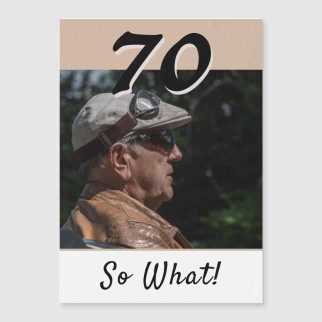 Tarjeta de imán de cumpleaños 70 moderna beige 70  (Anverso)