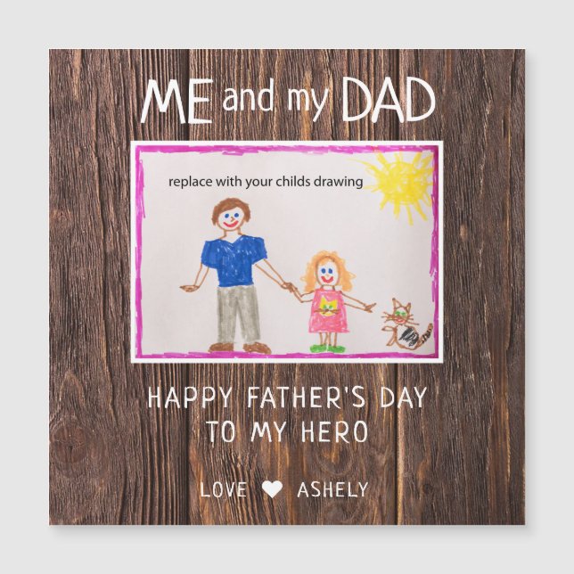 Tarjeta de imán de dibujo del Día del Padre Tus Hi (Anverso)