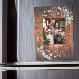 Tarjeta de imán de feriado botánico rústico de mad