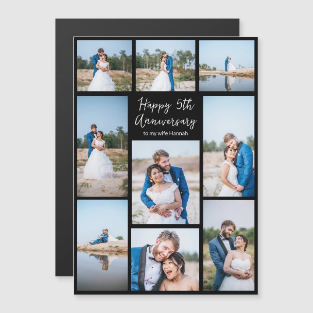 Tarjeta de imán de foto de aniversario de boda per (Anverso/Reverso)