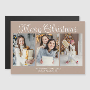 Tarjeta de imán de foto de Navidad alegre marrón c