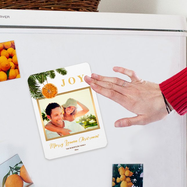 Tarjeta de imán de fotos de oro de limón de navida (Subido por el creador)