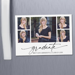 Tarjeta de imán de graduación fotográfica Calligra