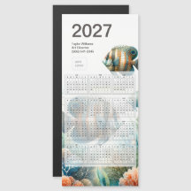 Tarjeta de imán de logotipo de calendario de peces