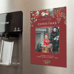 Tarjeta de imán de saludo de foto de Navidad botán