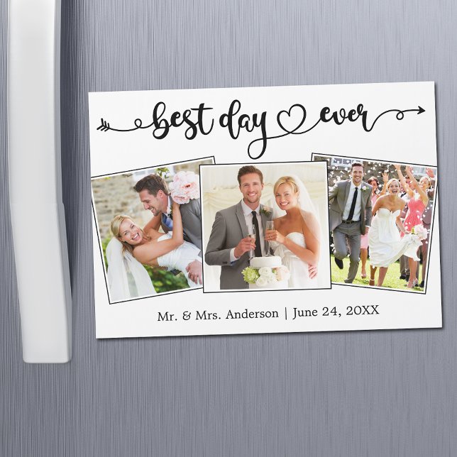 Tarjeta de imán fotográfico Calligraphy Heart Best (Customize to change your personalized text size or text style.)