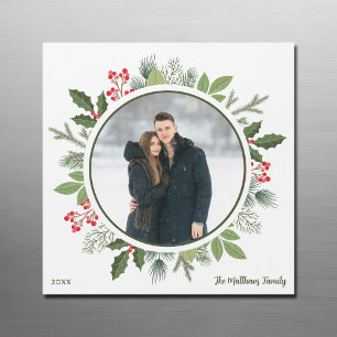 Tarjeta de imán fotográfico para Navidades verdes