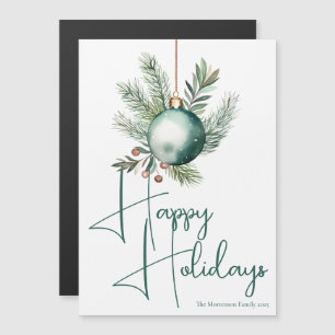 Tarjeta de imán Green Ornament Trendy Happy Holida