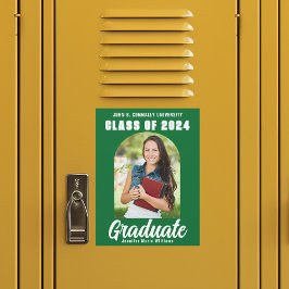 Tarjeta de imán moderna de graduación verde 2025