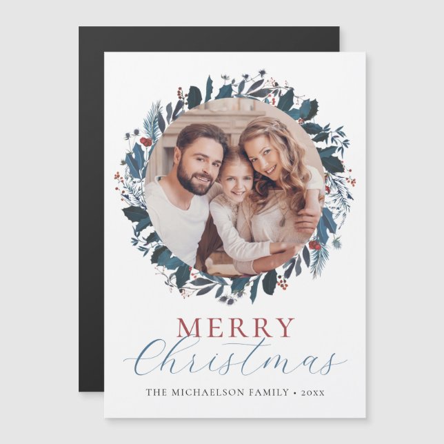 Tarjeta de imán navideña Fly Fly Fly de Feliz Navi (Anverso/Reverso)