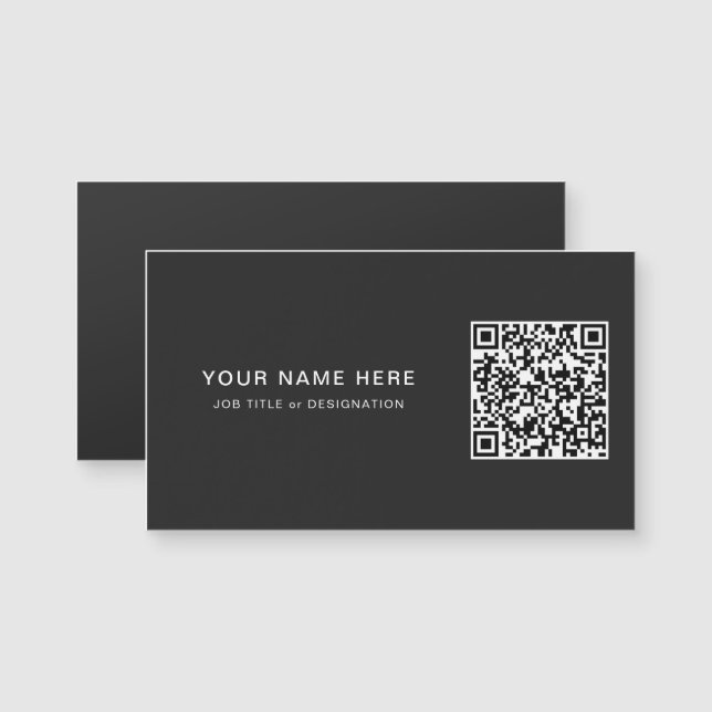 Tarjeta de imán negro mate con QR Personalizado y  (Anverso/Reverso)