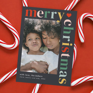 Tarjeta de imán para fotos de navidad de color mod