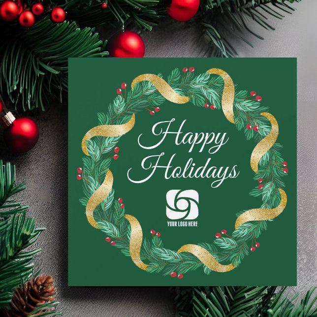 Tarjeta de imán para Navidades verdes con logotipo (Subido por el creador)