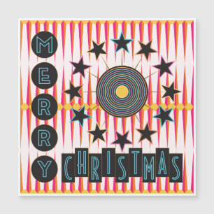 Tarjeta de imán retro navideña de Feliz