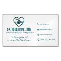 Tarjeta de imán veterinario personalizada para neg