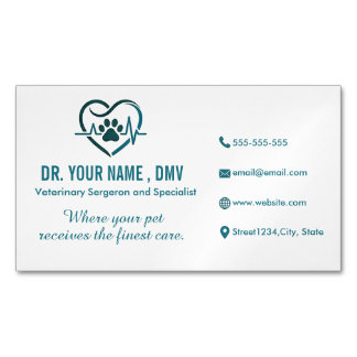 Tarjeta de imán veterinario personalizada para neg