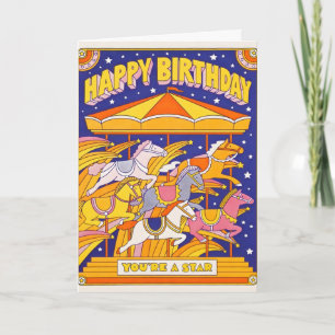 Tarjeta de Imprenta de Cumpleaños Carousel