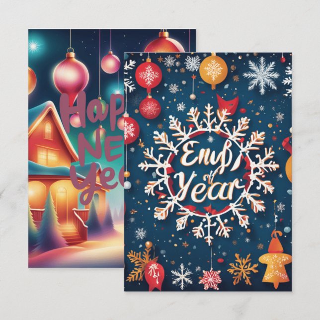 Tarjeta de impresión de Año Nuevo (Anverso / Reverso)