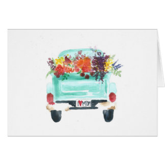 Tarjeta de impresión de color acuarela "I Love Mom