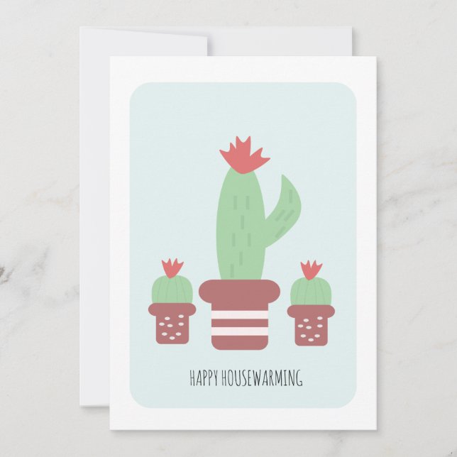 Tarjeta de inauguración de casa Plantas de cactus  (Anverso)
