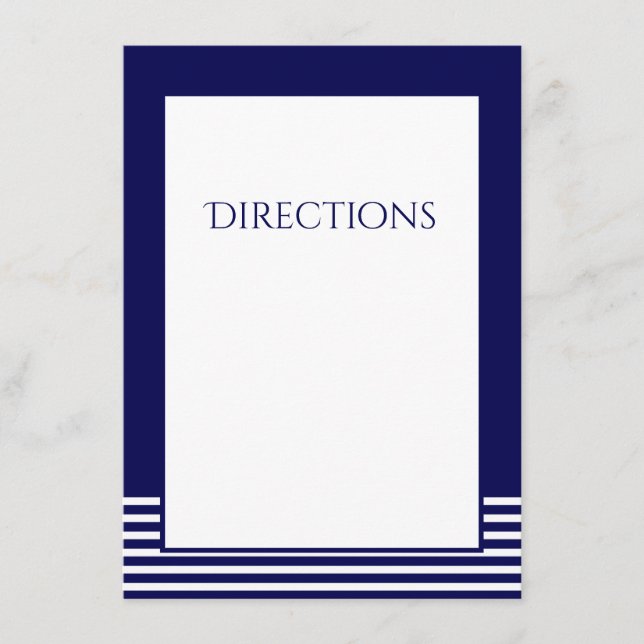 Tarjeta de Inclusión de Boda - Azul Marinho y Raya (Anverso)