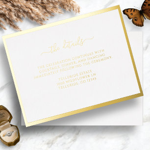 Tarjeta de Inclusión de Boda con Hojuela de Oro
