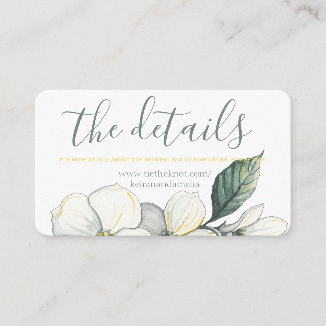 Tarjeta de Inclusión de Boda, Floraciones de Corne (Anverso)