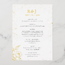 Tarjeta de Inclusión de Boda Floral Dorada Elegant