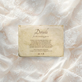 Tarjeta de inclusión de boda vintage de papel rúst
