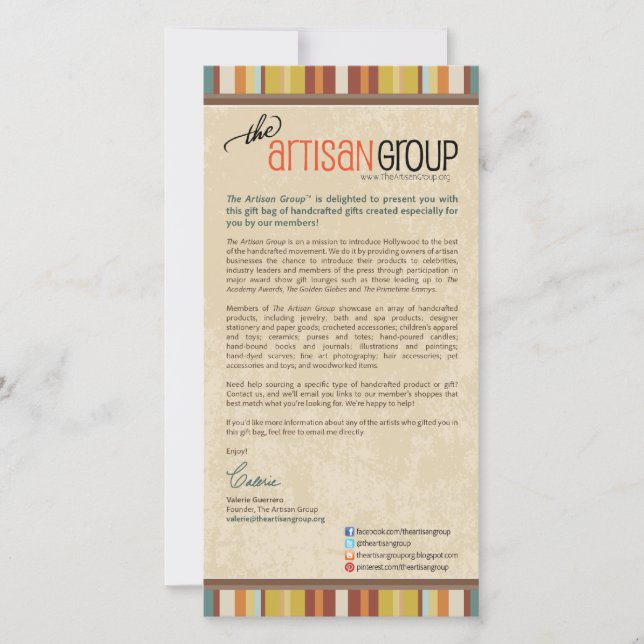 Tarjeta de inclusión de bolsos de regalo (Anverso)