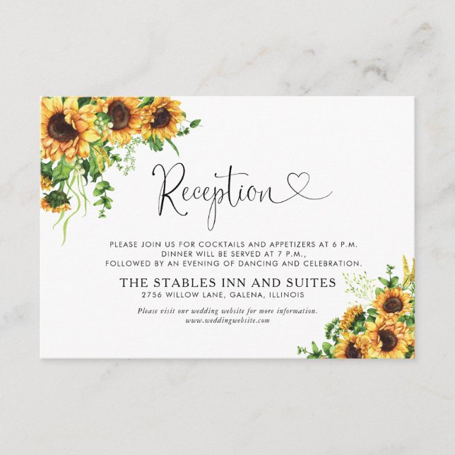 Tarjeta de Inclusión de Recepción de Boda de Giras (Anverso)