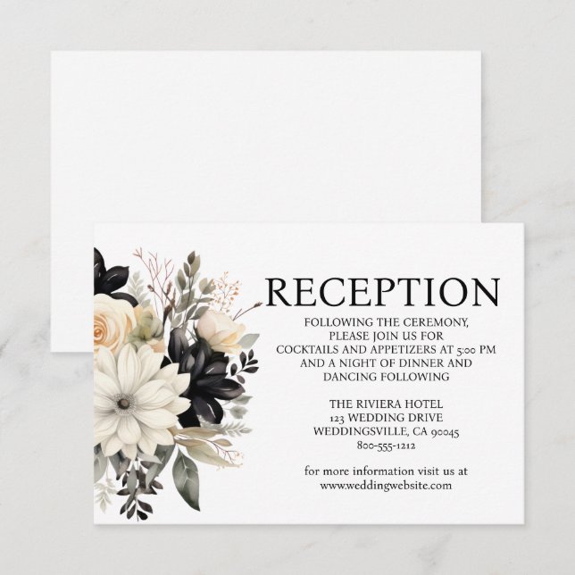 Tarjeta de inclusión de recepción de boda en blanc (Anverso / Reverso)