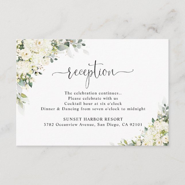 Tarjeta de Inclusión de Recepción de Boda Floral B (Anverso)