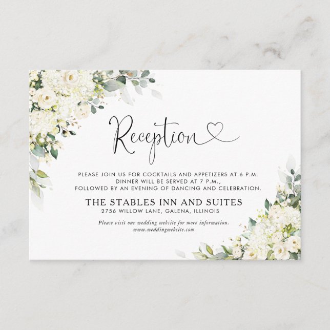 Tarjeta de Inclusión de Recepción de Boda Floral B (Anverso)
