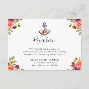 Tarjeta de inclusión de recepción de boda náutica 